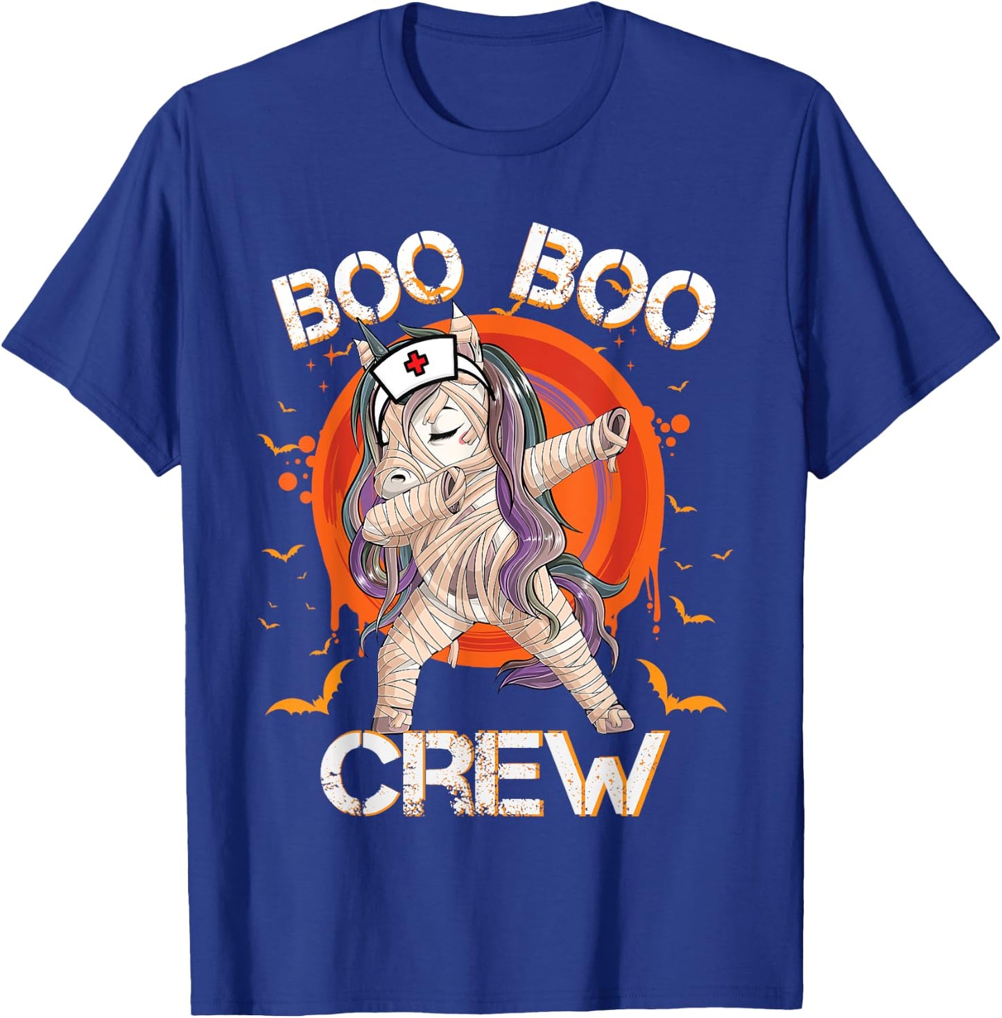 Boo Boo Crew Nurse Mummy Unicorn Halloween Custome Nursing T-Shirt - T-Shirt | Royal