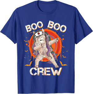 Boo Boo Crew Nurse Mummy Unicorn Halloween Custome Nursing T-Shirt - T-Shirt | Royal