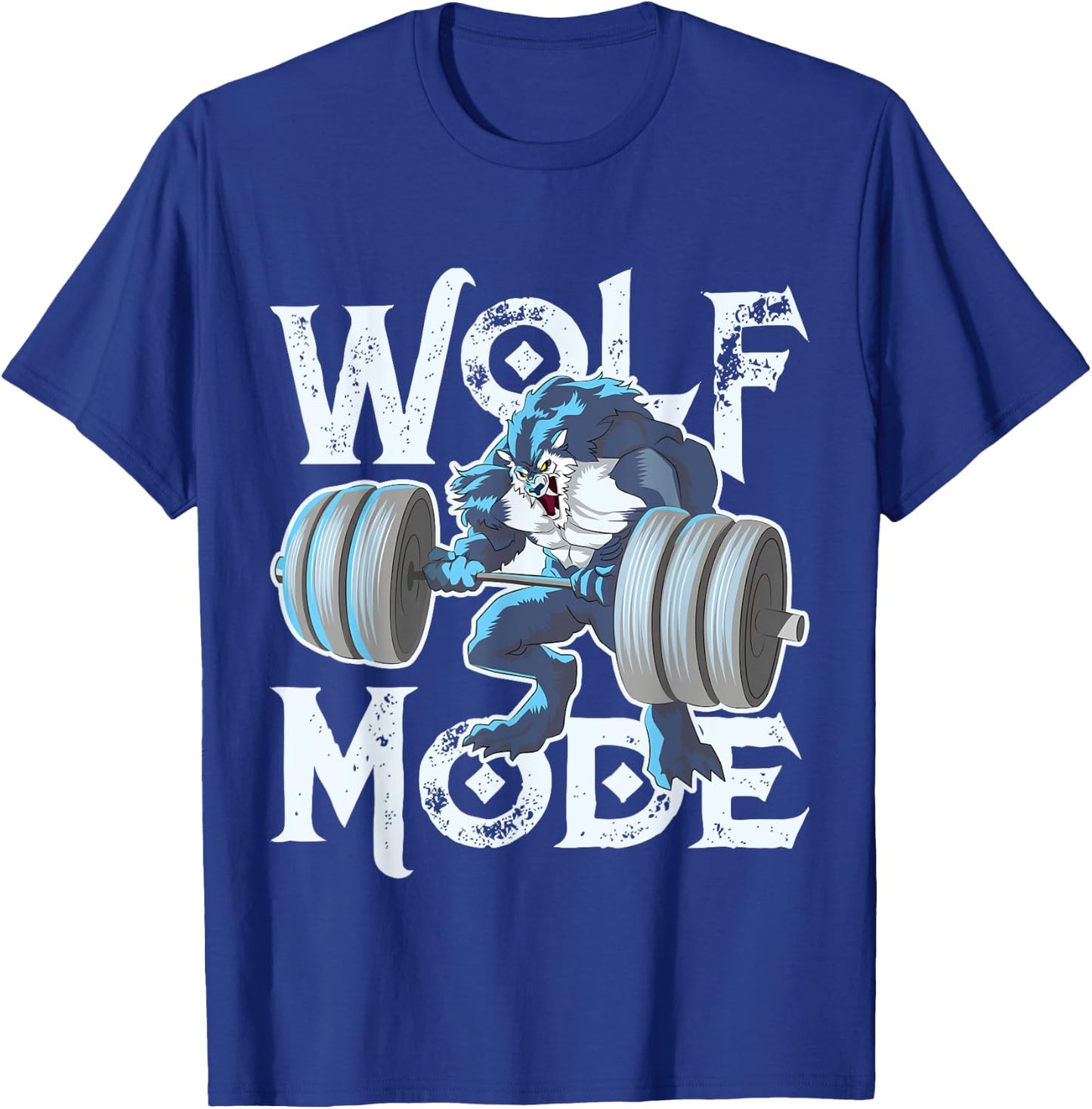 Wolf Mode Workout Lifting Weights Gym Beast Fitness Animal T-Shirt - T-Shirt | Royal