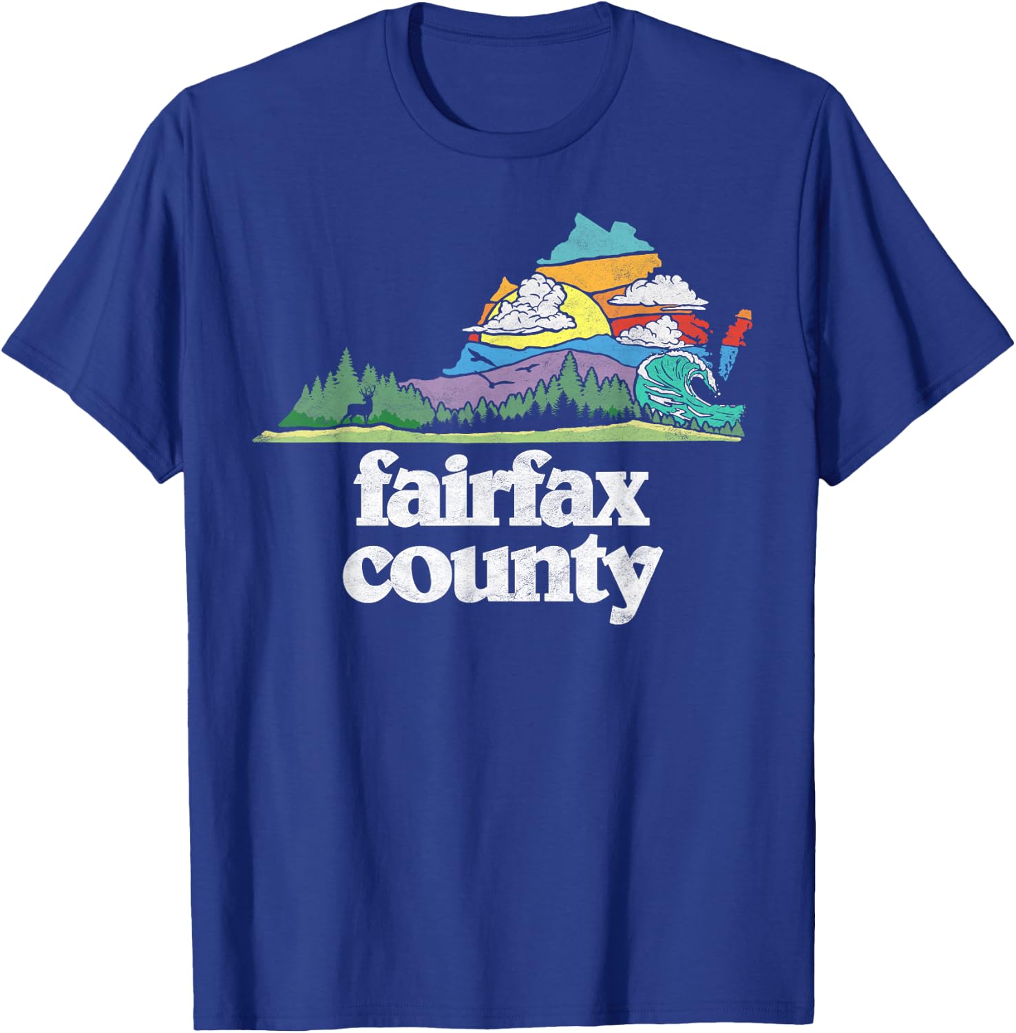 Fairfax County Virginia Outdoors & Nature Lover Retro 80s T-Shirt - T-Shirt | Royal