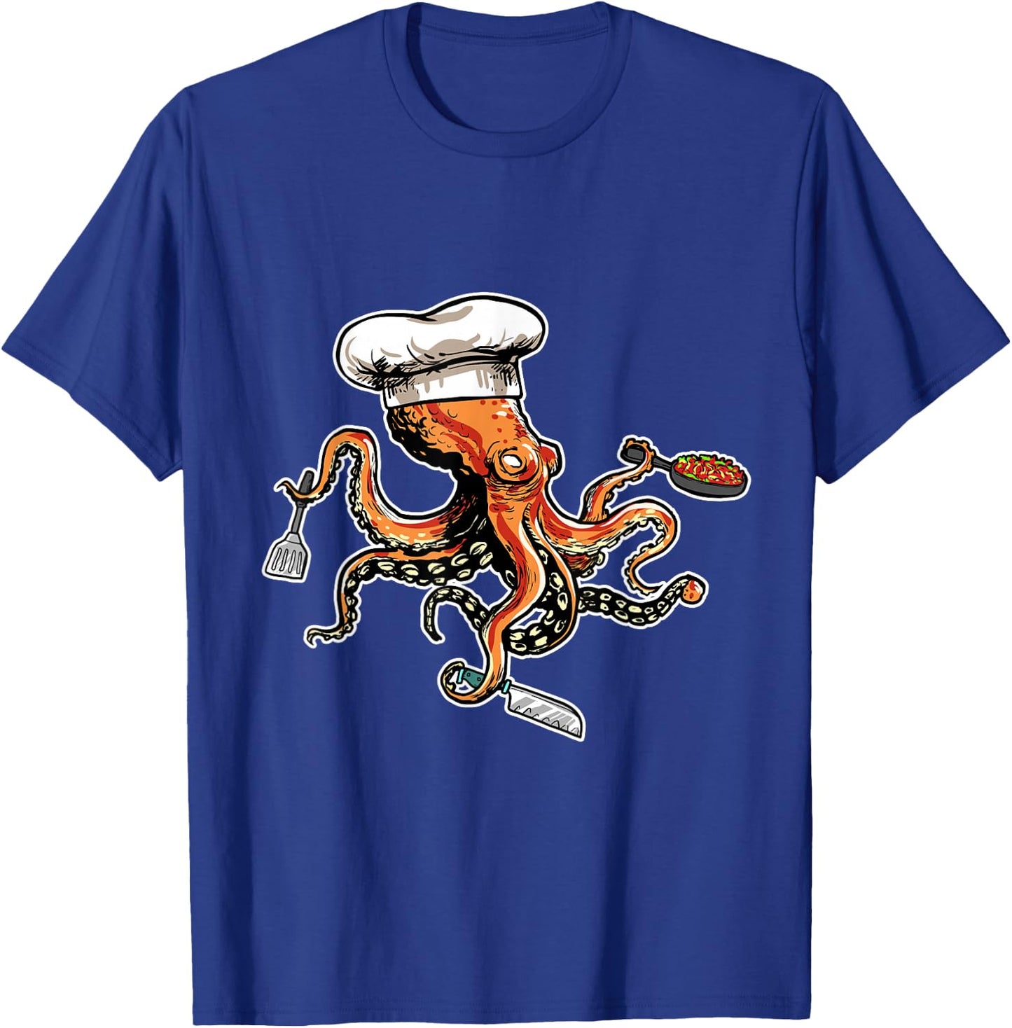 Funny Octopus Chef with Chef's Hat T-Shirt - T-Shirt | Royal