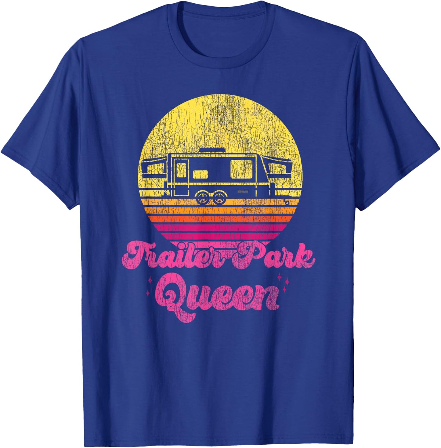 Camping Girl Retro Vintage Trailer Park Queen T-Shirt - T-Shirt | Royal