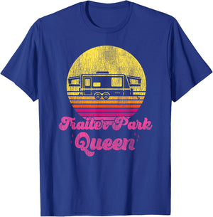 Camping Girl Retro Vintage Trailer Park Queen T-Shirt - T-Shirt | Royal