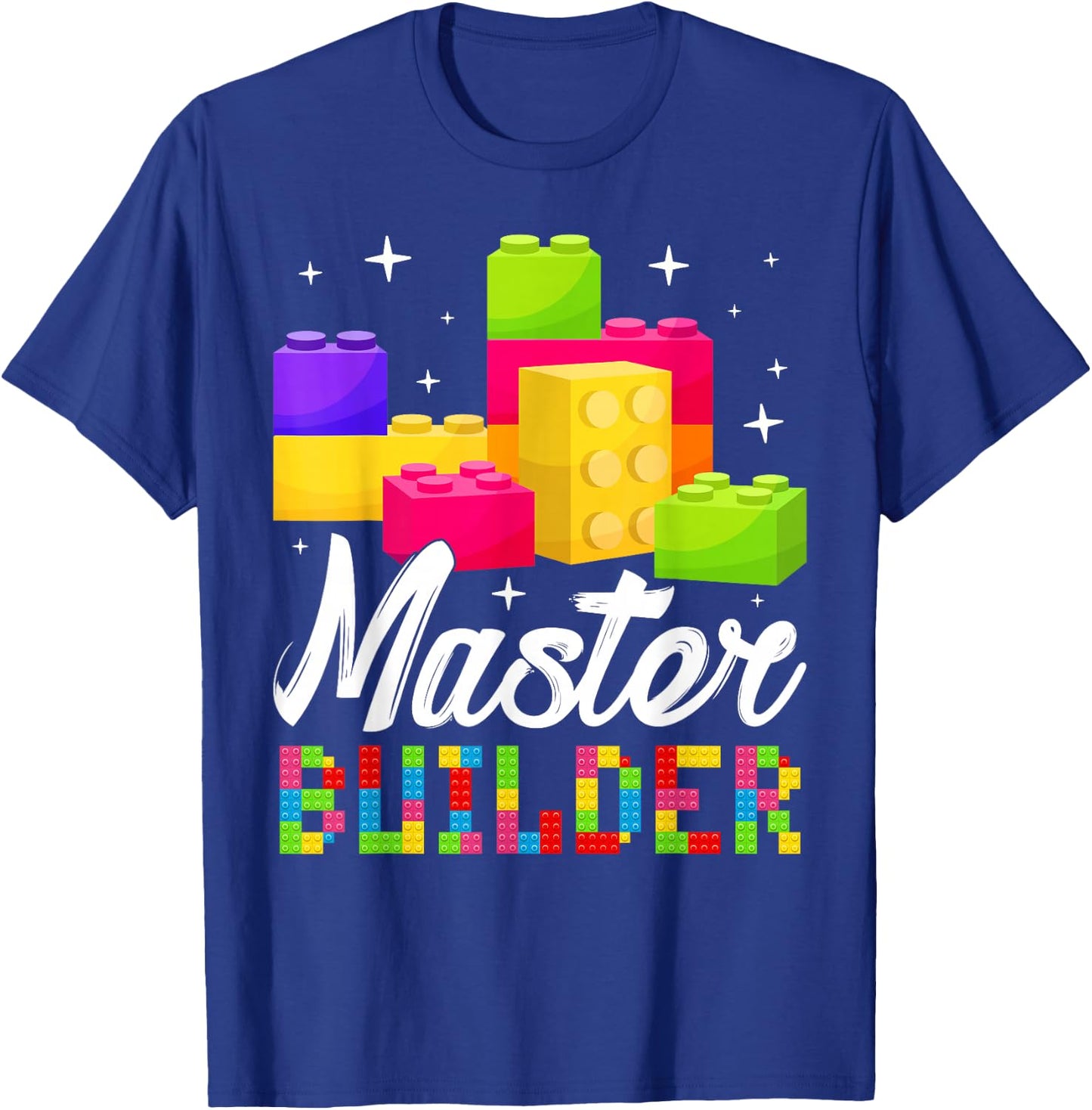 Funny Master Builder Building Block Bricks Lovers Kids Boys T-Shirt - T-Shirt | Royal