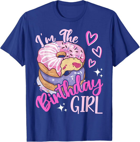 I'm The Birthday Girls Donut Birthday Party Theme Family T-Shirt - T-Shirt | Royal