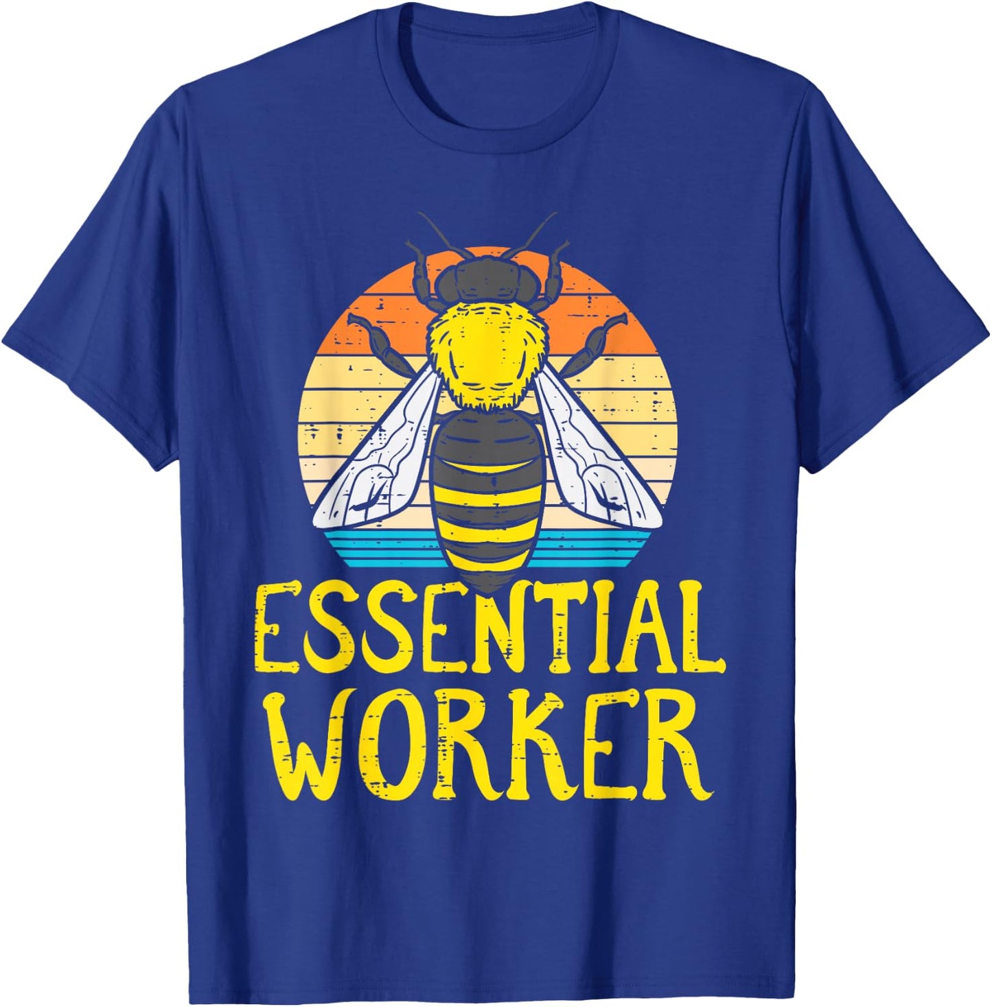 Essential Worker Bee Retro Nature Environment Men Women Kids T-Shirt - T-Shirt | Royal