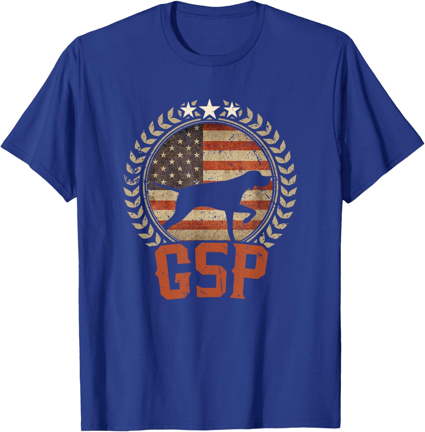 German Shorthaired Pointer American Flag Shirt GSP Patriotic T-Shirt - T-Shirt | Royal