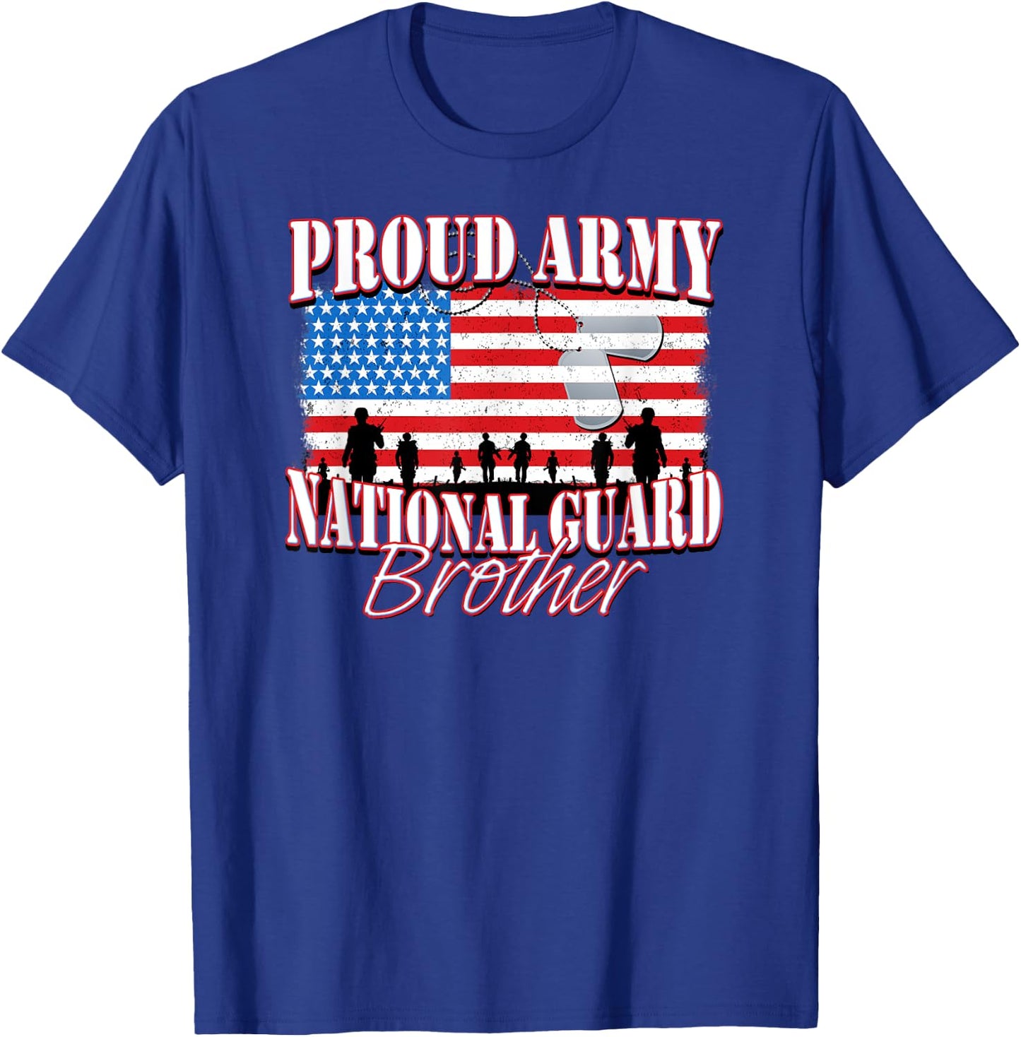 Proud Army National Guard Brother Dog Tag Flag Shirt Men T-Shirt - T-Shirt | Royal