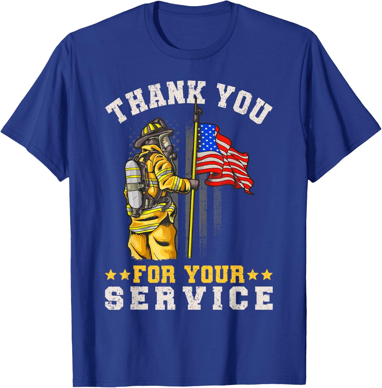 Fire Rescue Thank You For Your Service Fireman T-Shirt - T-Shirt | Royal