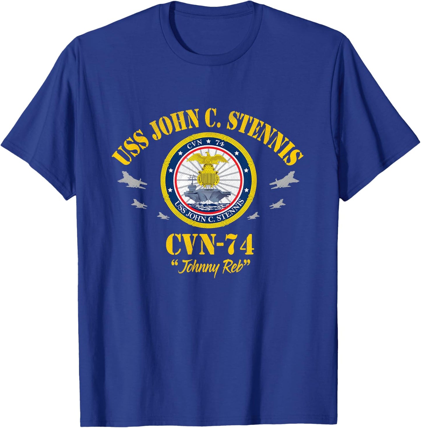 USS John C. Stennis CVN-74 Aircraft Carrier Veteran Flag T-Shirt - T-Shirt | Royal