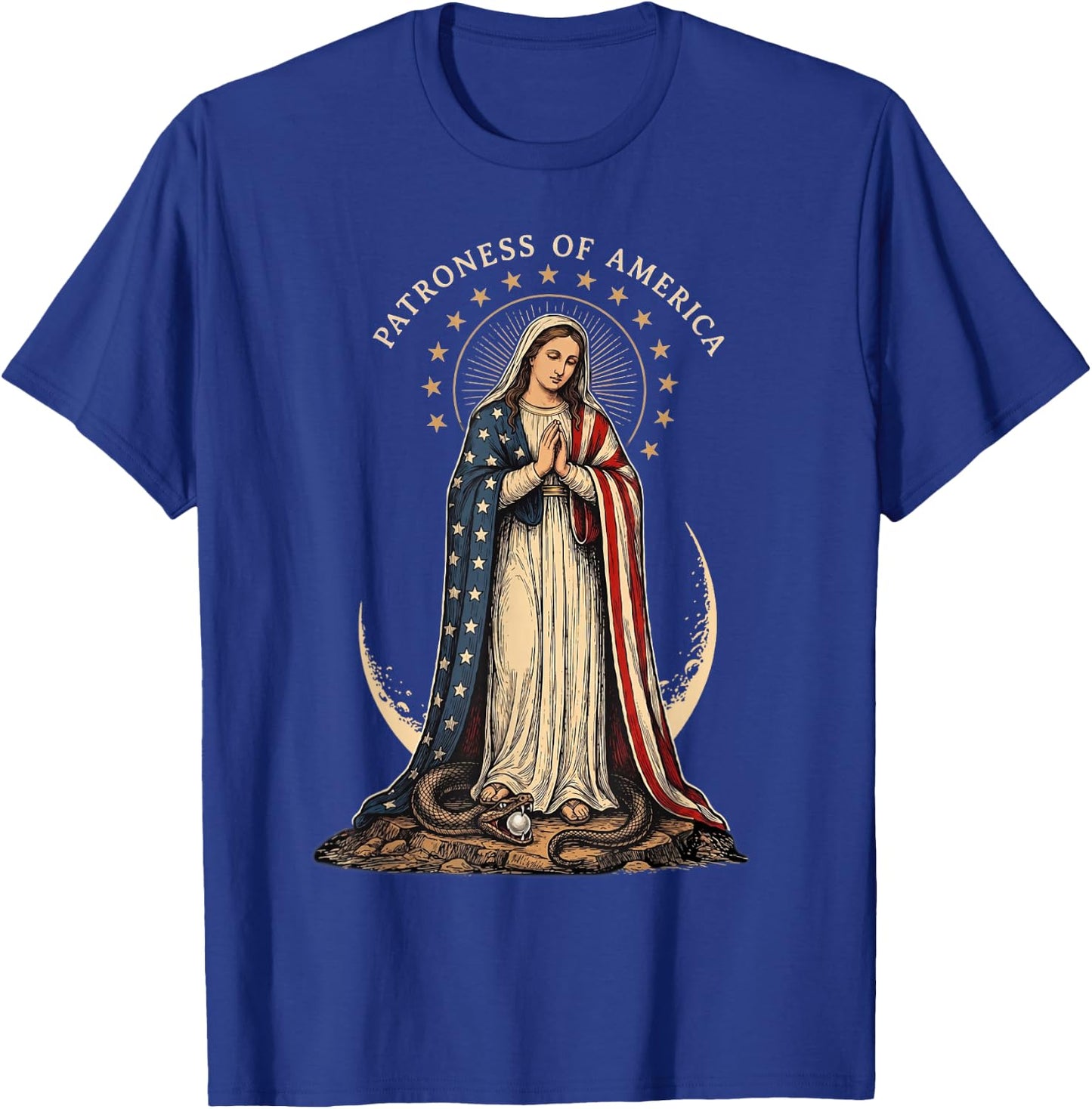 Patroness of The USA Blessed Virgin Mary Catholic Art T-Shirt - T-Shirt | Royal