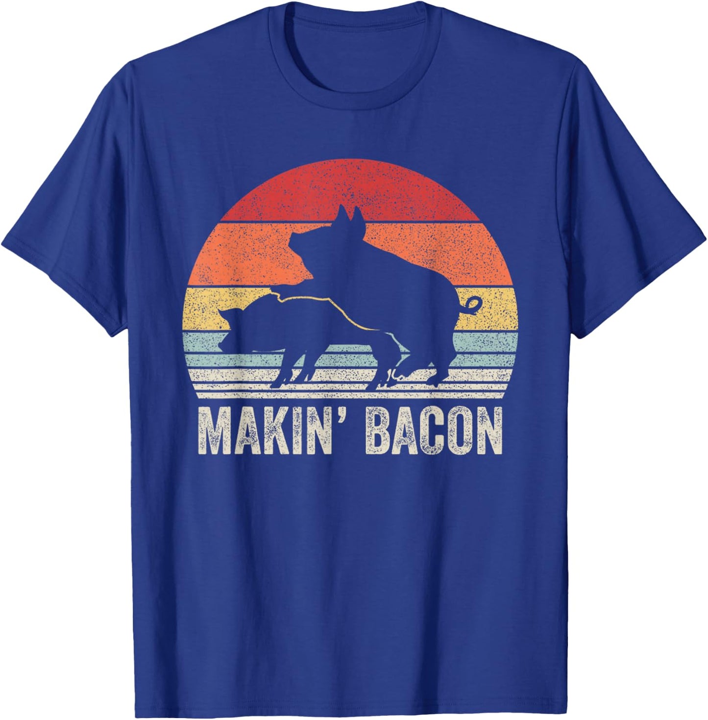 Vintage Retro Makin' Bacon Pork Bacon T-Shirt - T-Shirt | Royal