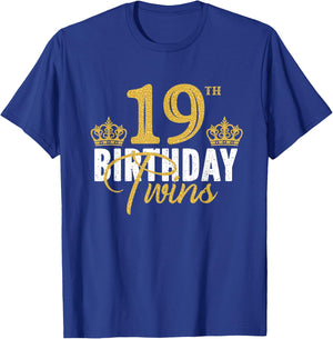 19th Birthday Twins 19 Years Old Twin Brother And Sister T-Shirt - T-Shirt | Royal