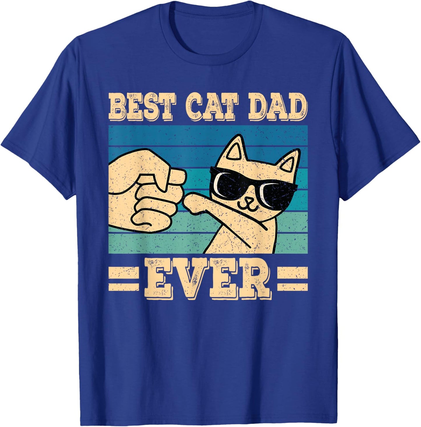 Best Cat Dad Ever Vintage Funny Cat Lover Retro Men T-Shirt - T-Shirt | Royal