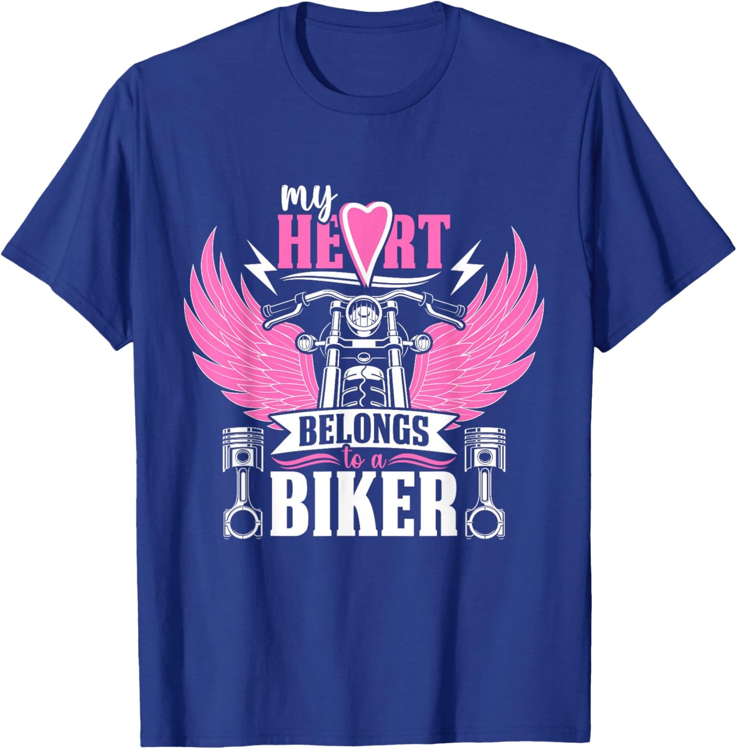Motorcycle My Heart Belongs to A Biker Girlfriend Wife T-Shirt - T-Shirt | Royal