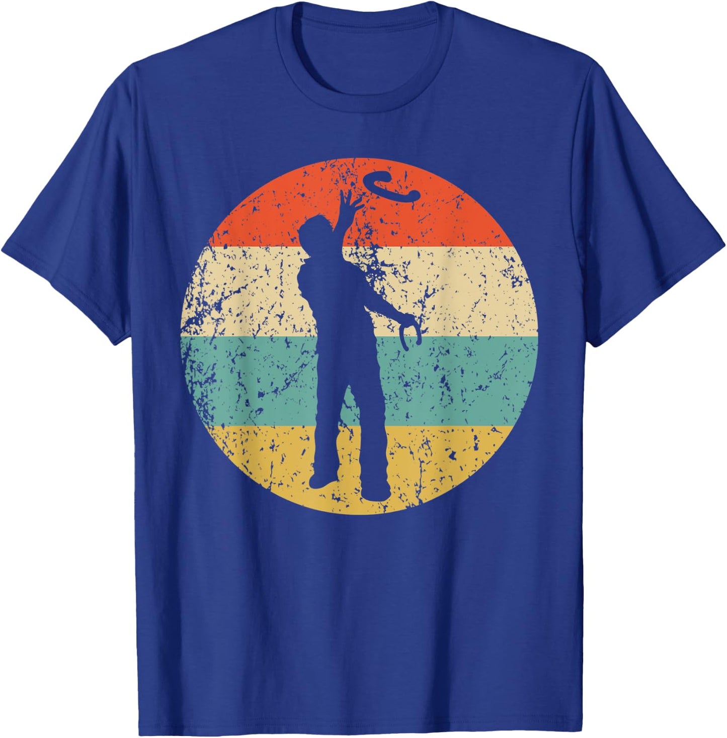 Man Playing Horseshoes Silhouette Retro Horseshoes Toss T-Shirt - T-Shirt | Royal