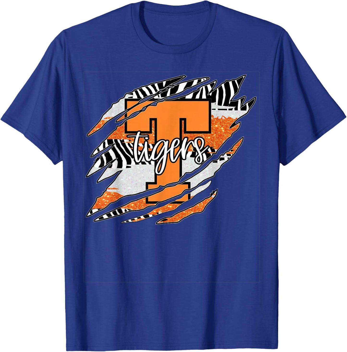 Tigers Claw Mark School Spirit T-Shirt - T-Shirt | Royal