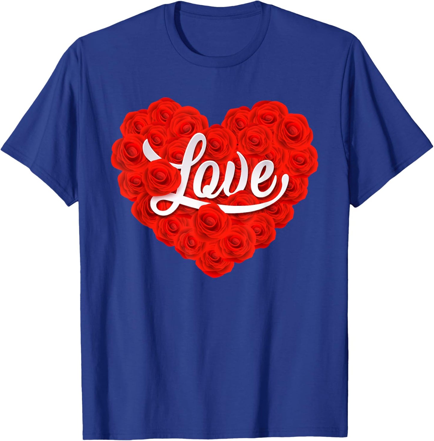Red Love Hearts Flower Rose Valentines Day V-day Women Girls T-Shirt - T-Shirt | Royal