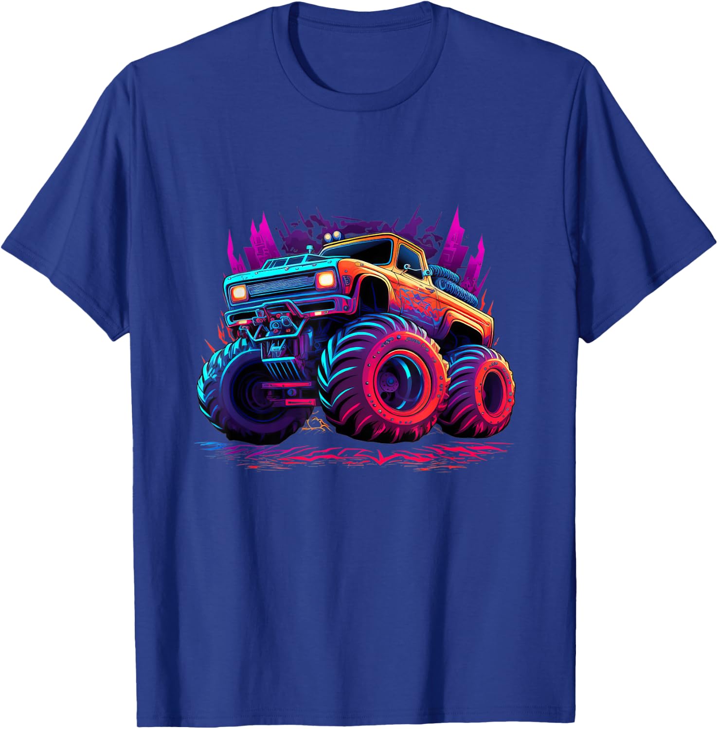 Monster Truck Retro Colorful Graffiti Toddlers Youth Kids T-Shirt - T-Shirt | Royal