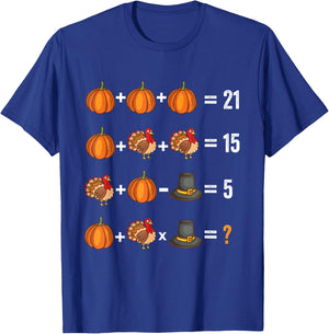 Thanksgiving Order of Operations Quiz Math Teacher Turkey T-Shirt - T-Shirt | Royal