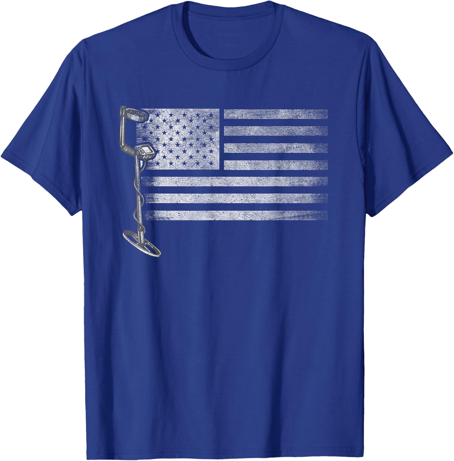 Patriotic Metal Detecting USA Flag Treasure Hunt Detectorist T-Shirt - T-Shirt | Royal