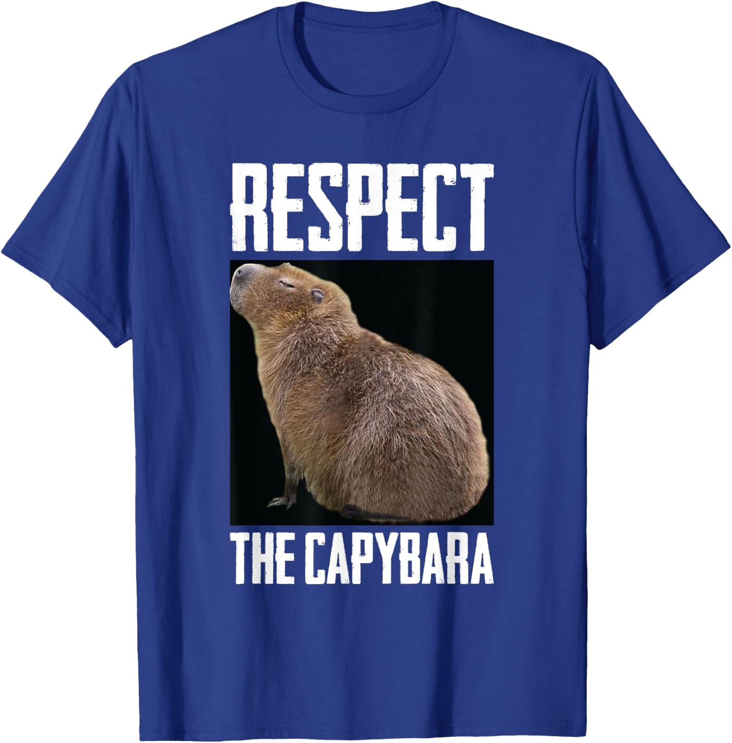 Respect The Capybara Funny Rodent Capibara Photo T-Shirt - T-Shirt | Royal