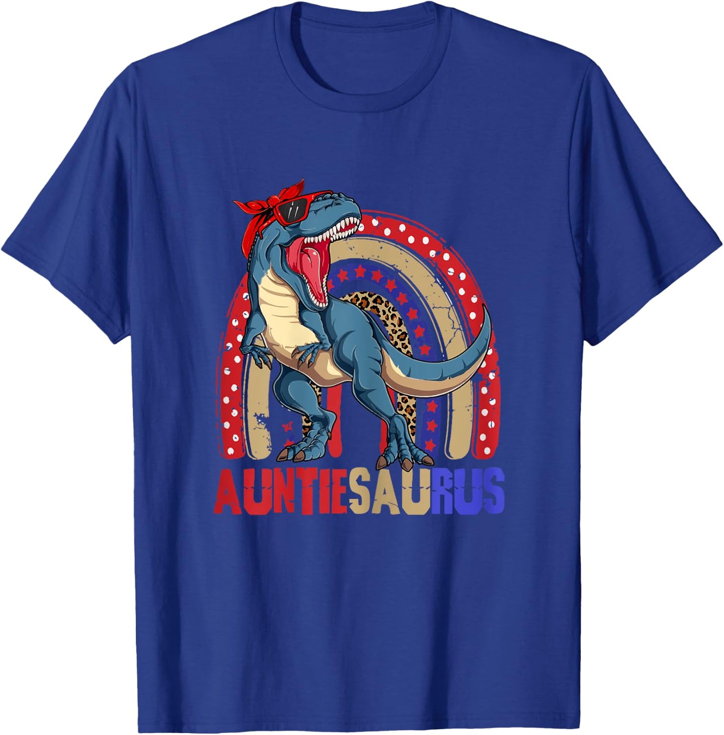 Auntiesaurus T Rex Dinosaur Auntie Saurus Family 4th of July T-Shirt - T-Shirt | Royal