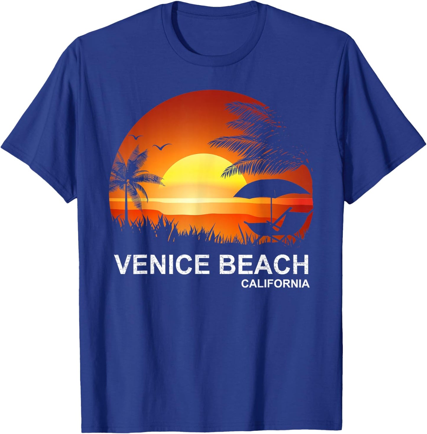 Venice Beach Summer Shirt Vintage Palm Tree California Beach T-Shirt - T-Shirt | Royal