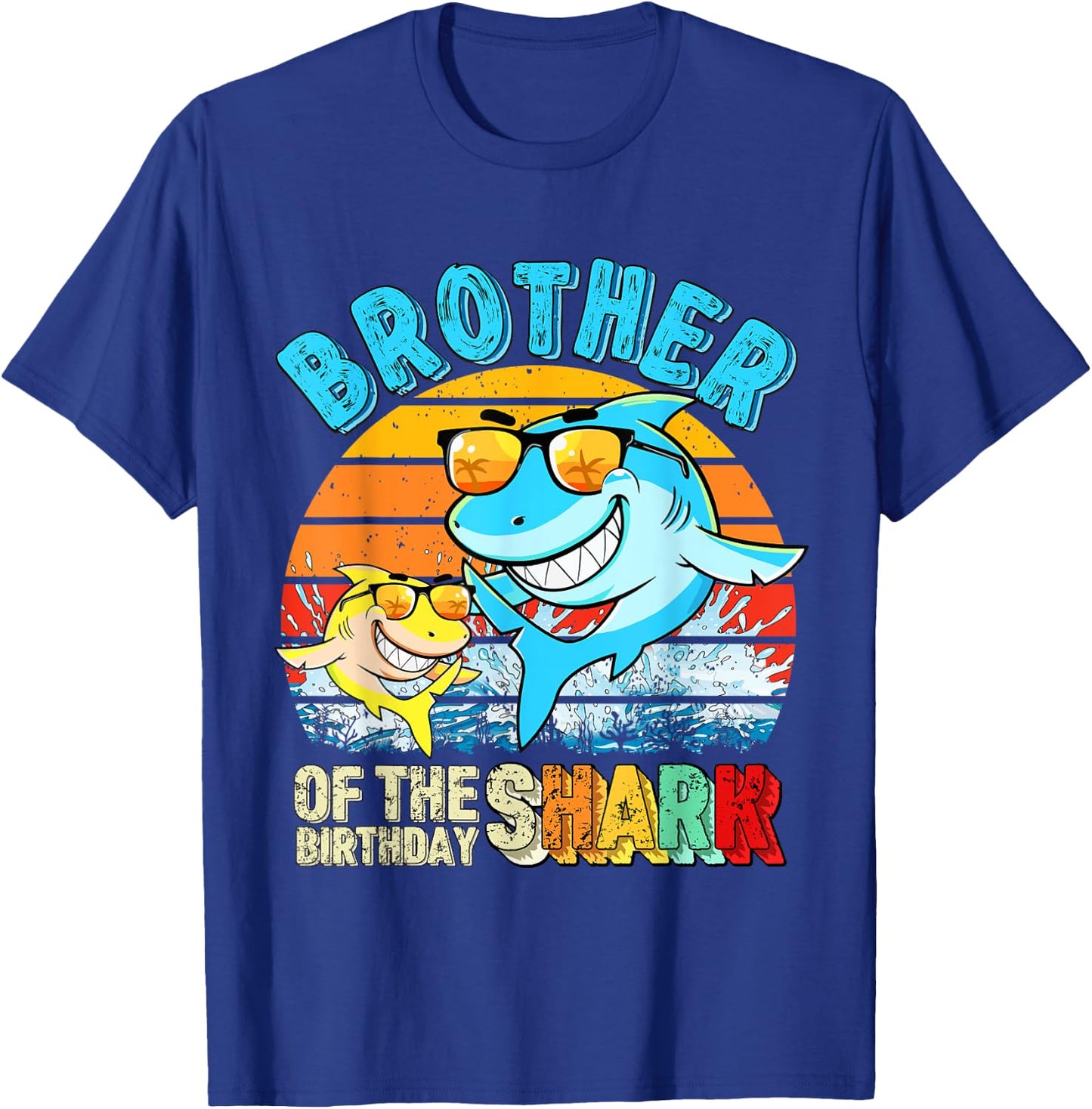 Brother Of The Birthday Shark Family Brother Shark Birthday T-Shirt - T-Shirt | Royal
