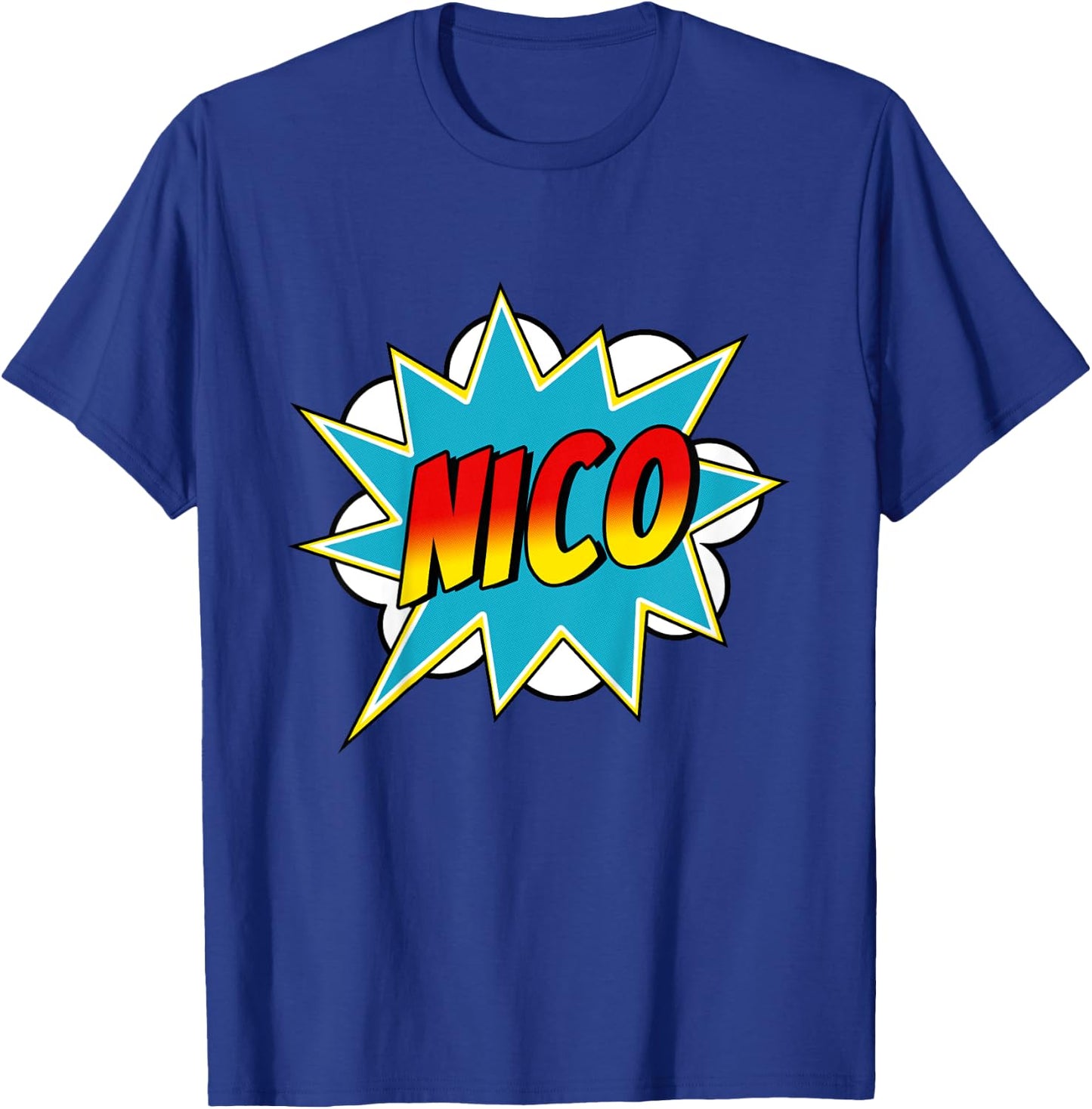 Kids Boys Nico Name Comic Book Superhero T-Shirt - T-Shirt | Royal