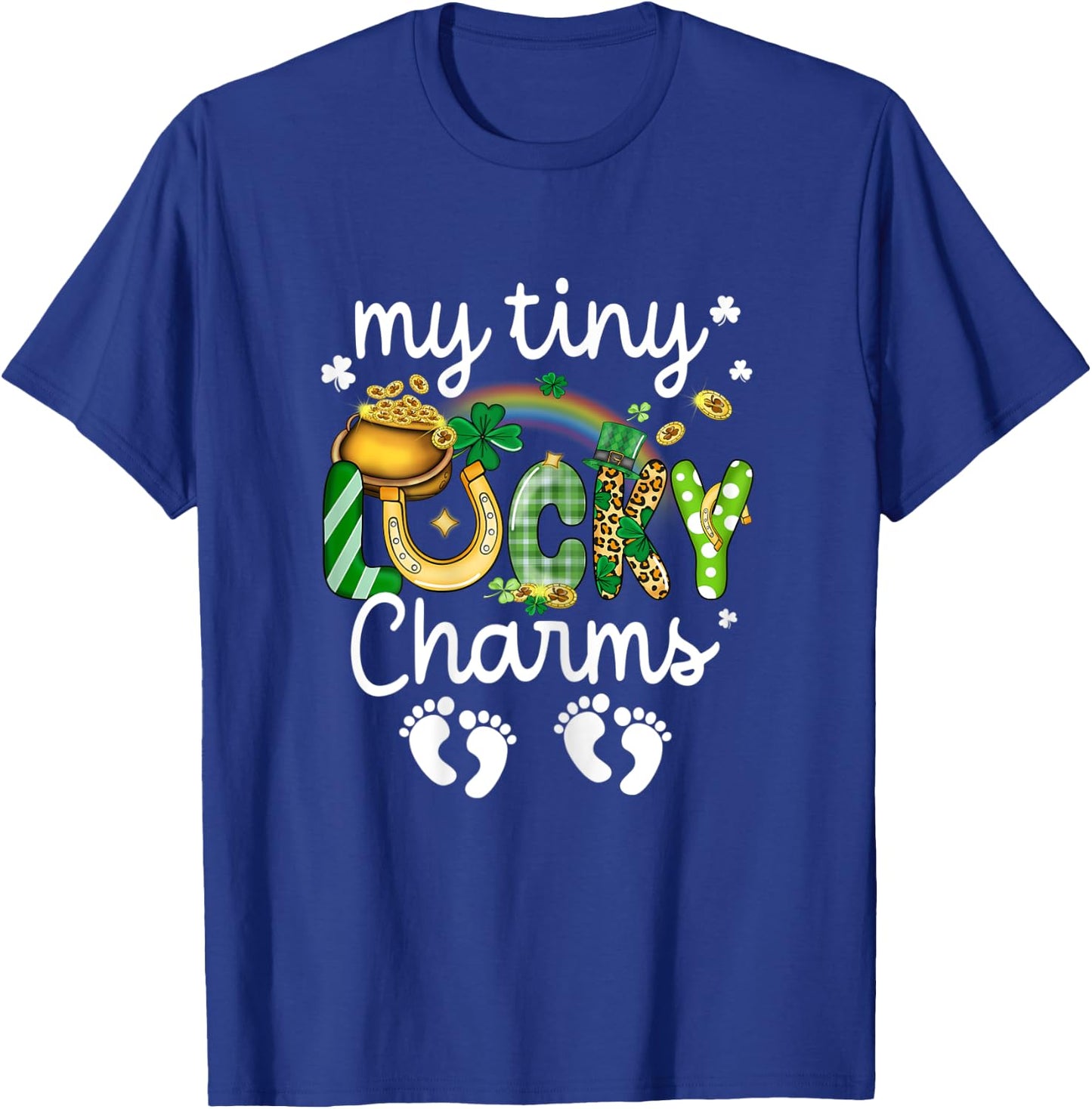 My Tiny Lucky Charms Pregnancy Reveal St Patrick's Day Twin T-Shirt - T-Shirt | Royal