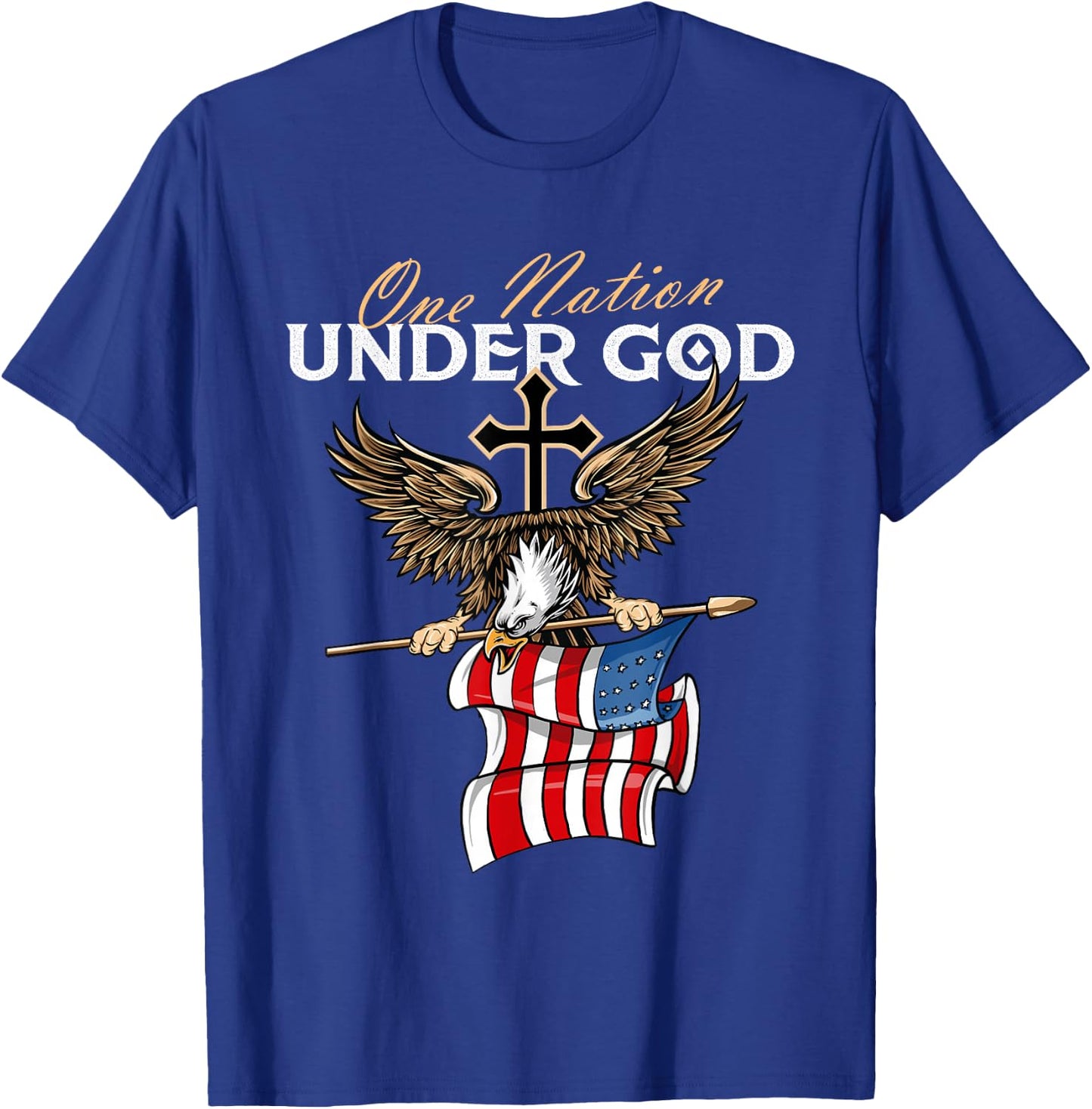 Patriotic Bald Eagle - USA American Flag 4th of July Fourth T-Shirt - T-Shirt | Royal