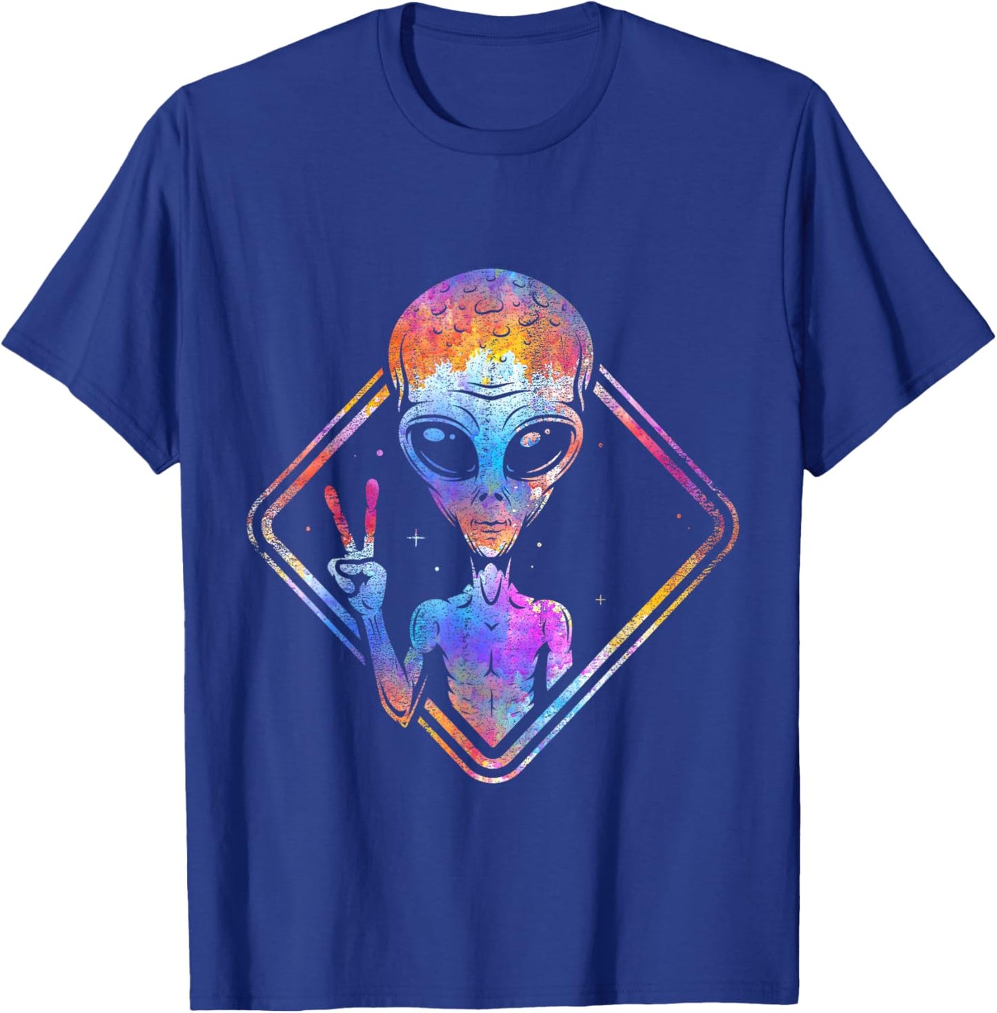 Hippie Peace Sign Outer Space Gift Alien T-Shirt - T-Shirt | Royal