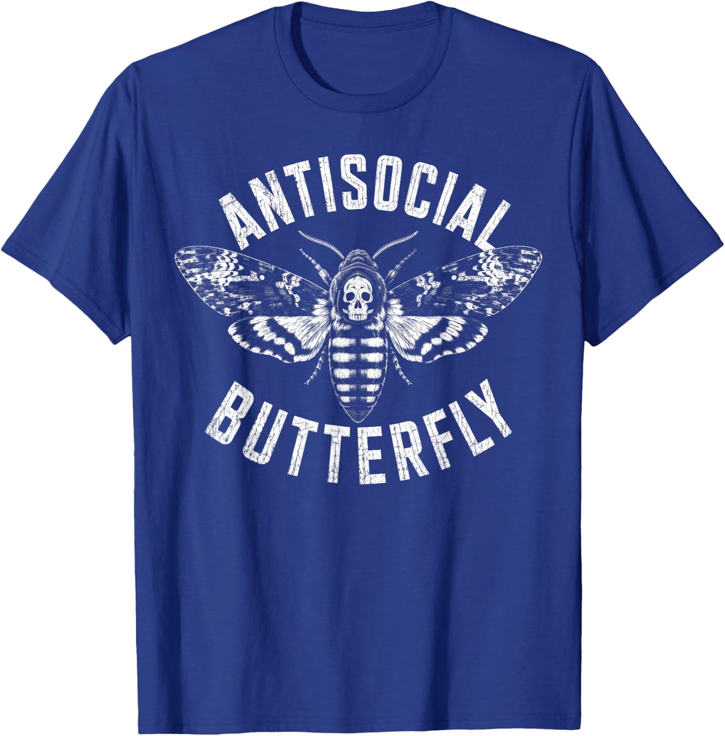 Antisocial Butterfly Death Moth Skull Goth Humor T-Shirt - T-Shirt | Royal
