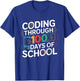 Coding Through 100 Days of School Kids Tech-Lover School T-Shirt - T-Shirt | Royal