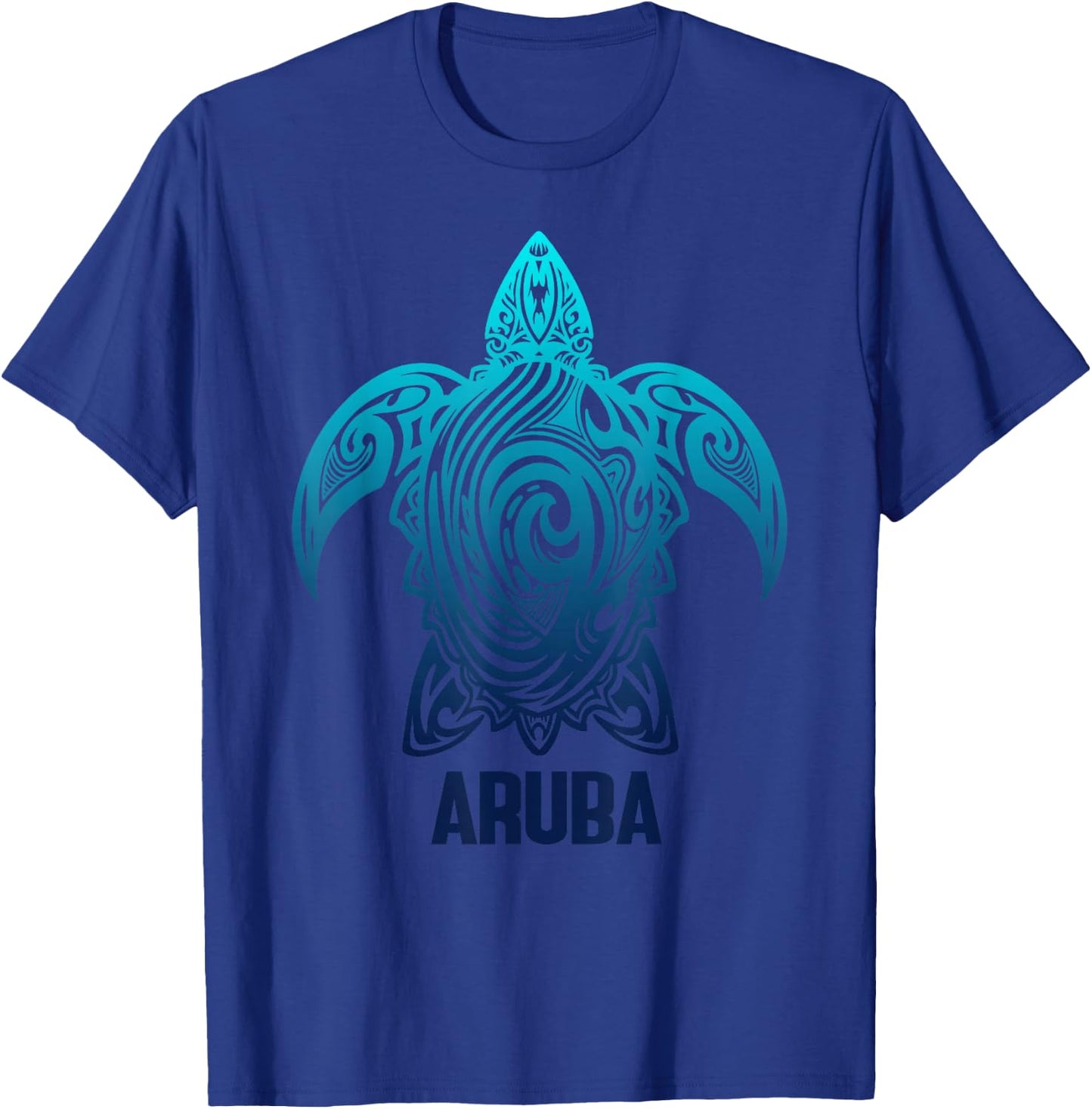 Aruba Tribal Sea Turtle Surfer Diver T-Shirt - T-Shirt | Royal