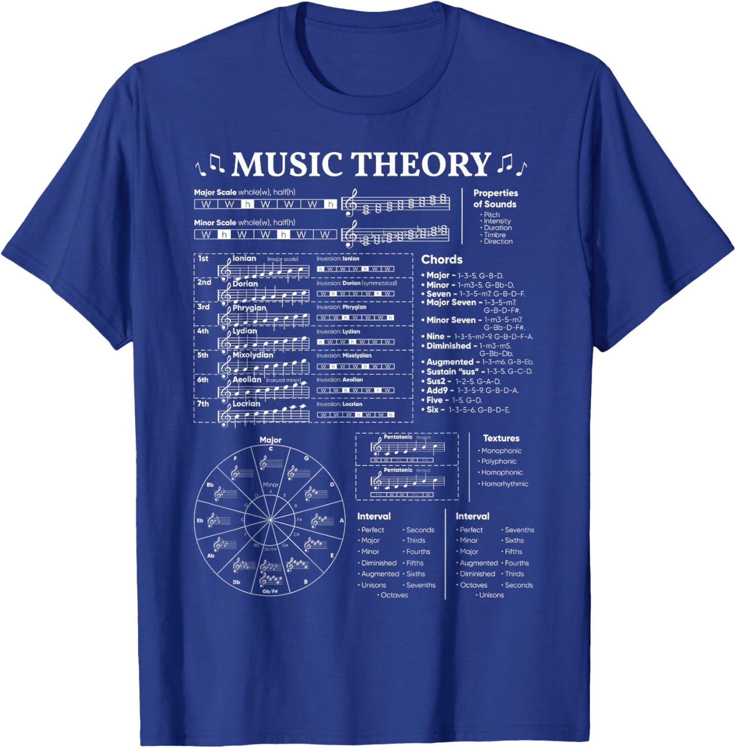 Music Theory Music Teacher Musician Learning School T-Shirt - T-Shirt | Royal