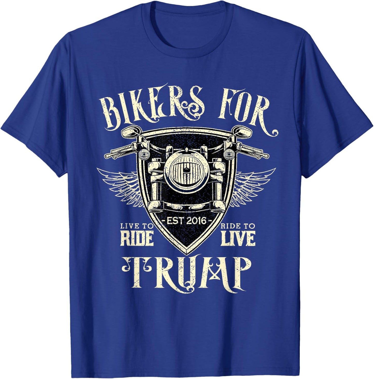 Bikers For Trump Funny Donald President 2024 Motorcycle Gift T-Shirt - T-Shirt | Royal