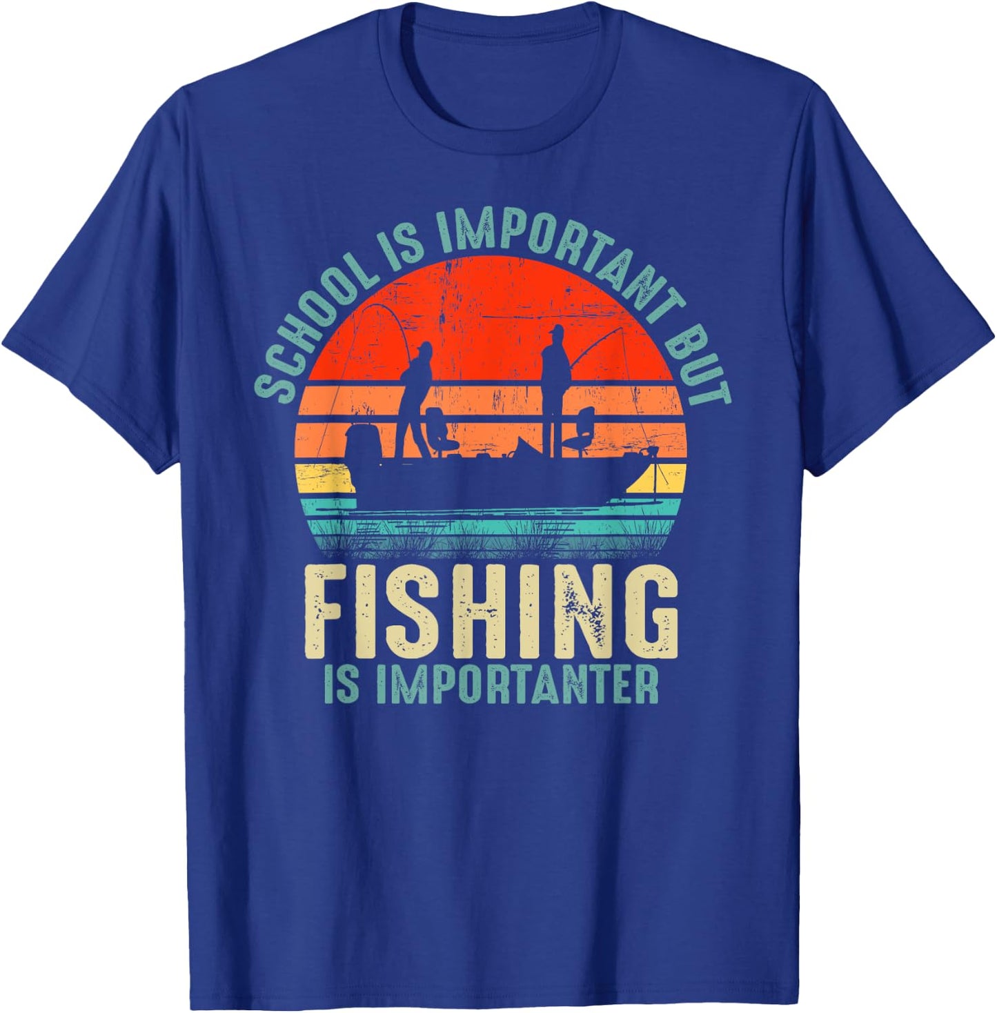 School Is Important But Fishing Is Importanter Boys Kids T-Shirt - T-Shirt | Royal