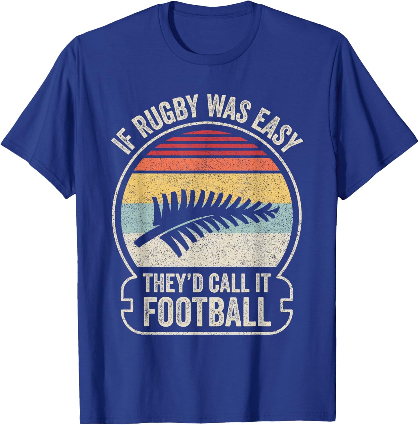 Vintage Funny New Zealand NZ Rugby Silver Fern Football T-Shirt - T-Shirt | Royal