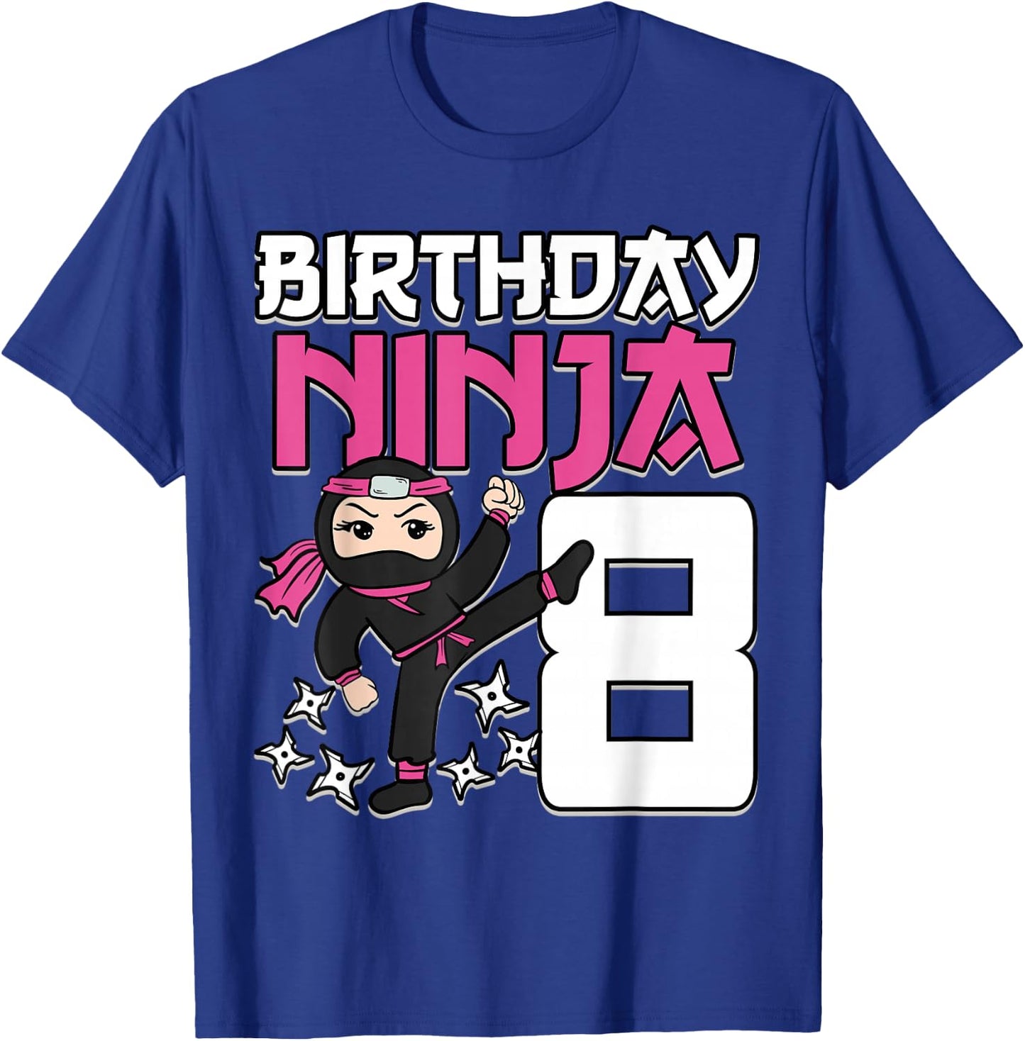 Birthday Ninja 8 Girl Pink Shinobi Themed 8th B-Day Party T-Shirt - T-Shirt | Royal