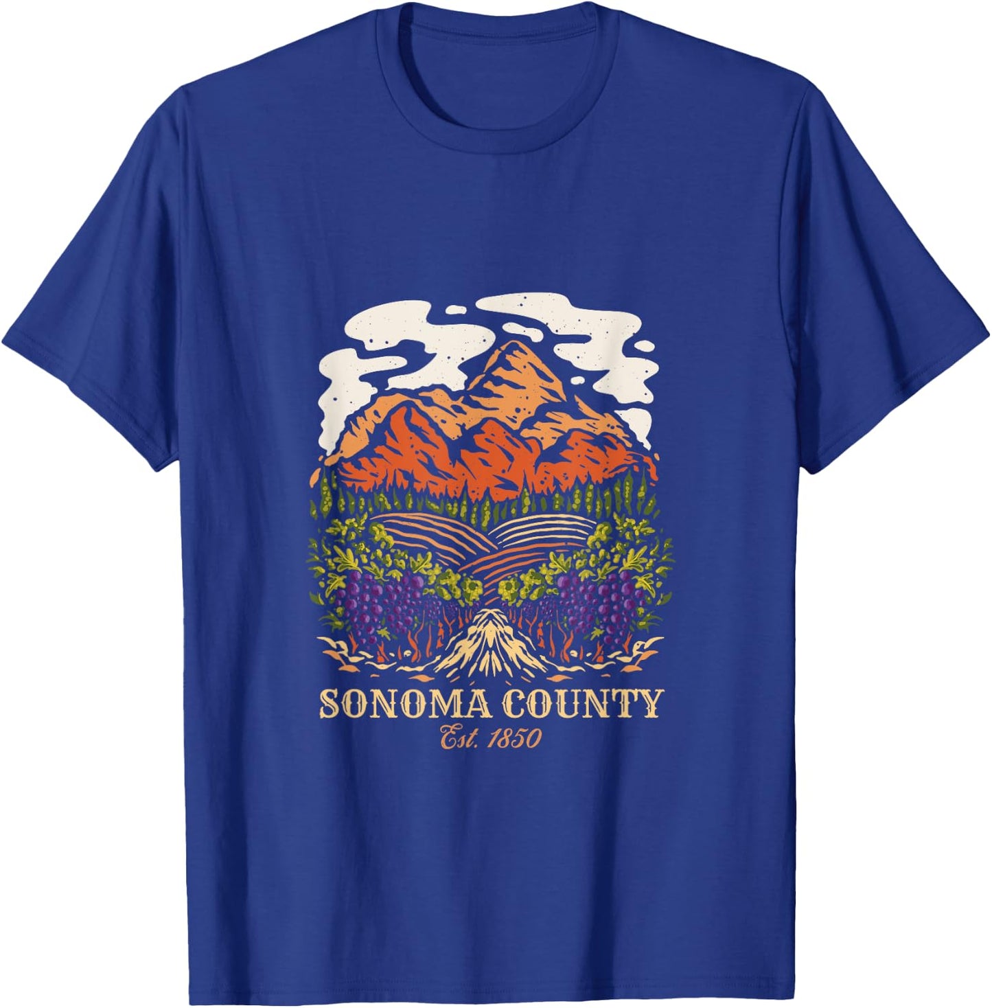 Sonoma County Vineyard California Winery Wine Lover T-Shirt - T-Shirt | Royal