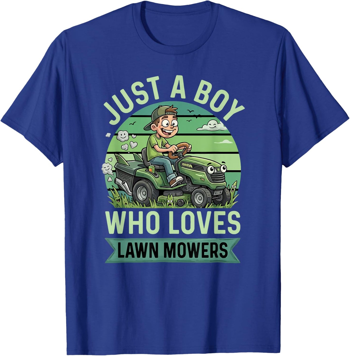 Funny Lawn Mowing Boys Kids Lawn Mower Gardening T-Shirt - T-Shirt | Royal