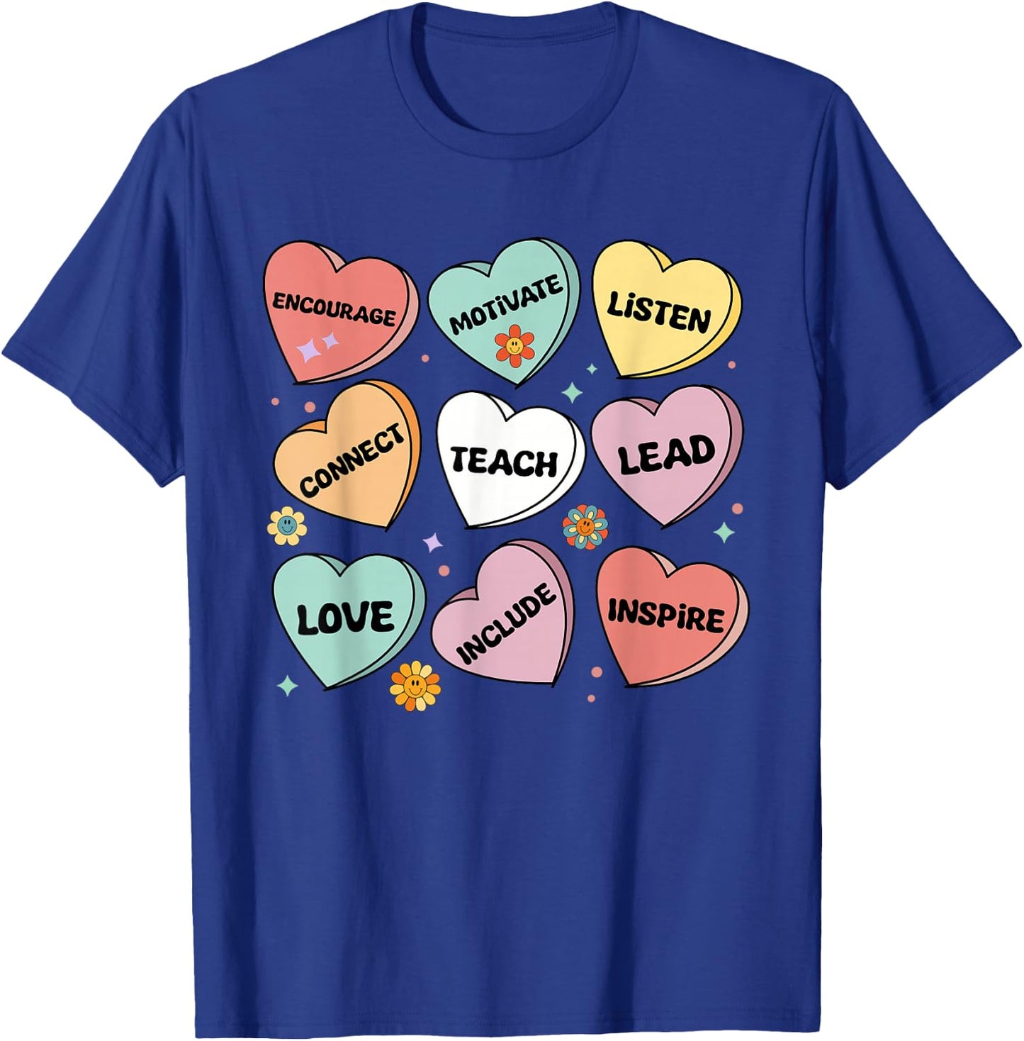 Affirmations Candy Heart Teacher Valentine's Day 2024 Women T-Shirt - T-Shirt | Royal
