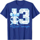 Official Teenager 13th Birthday Girl Bow Blue Floral Pattern T-Shirt - T-Shirt | Royal