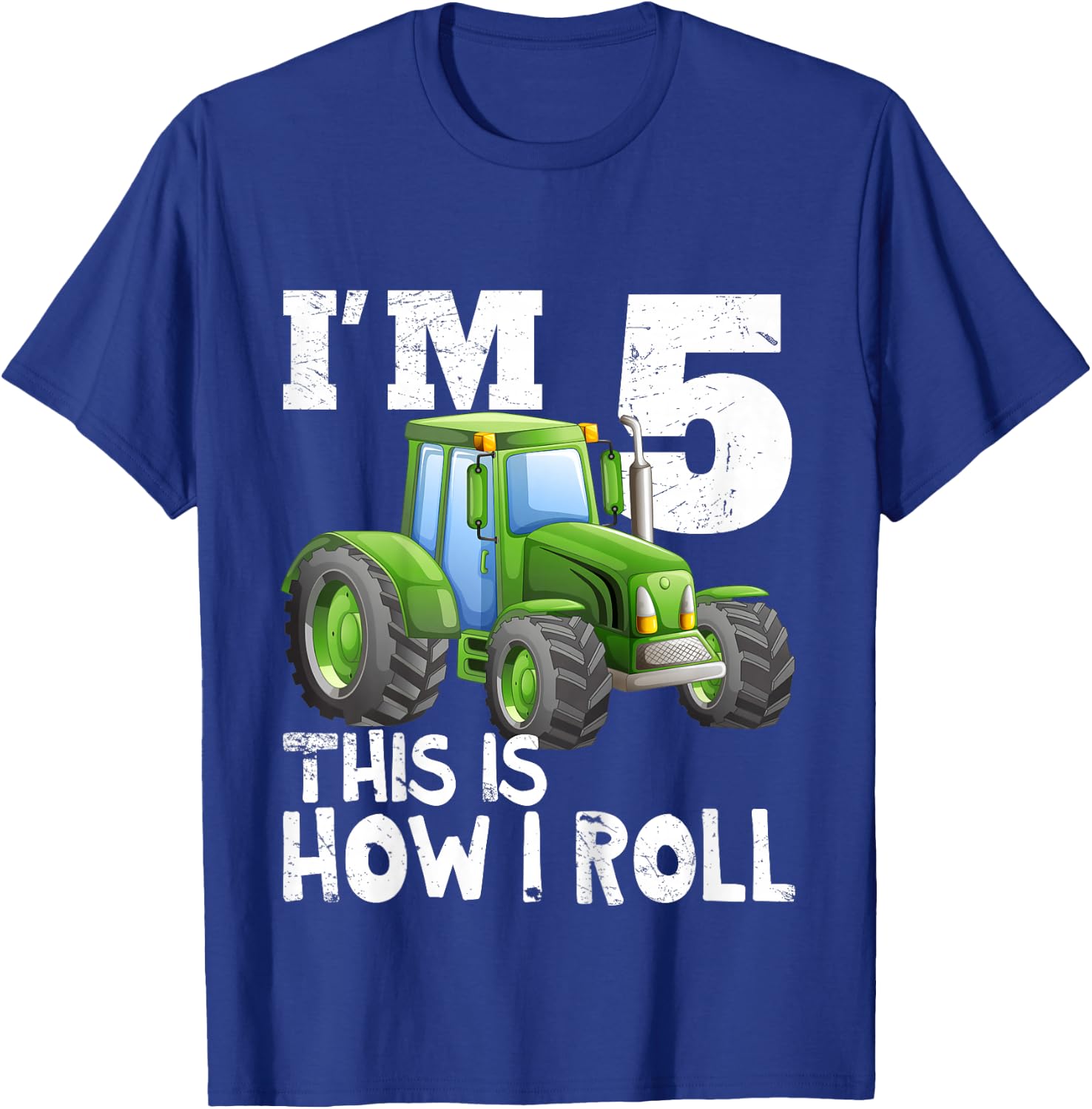 Kids Kids Farm Tractor 5th Birthday Party Shirt 5 Years Old T-Shirt - T-Shirt | Royal