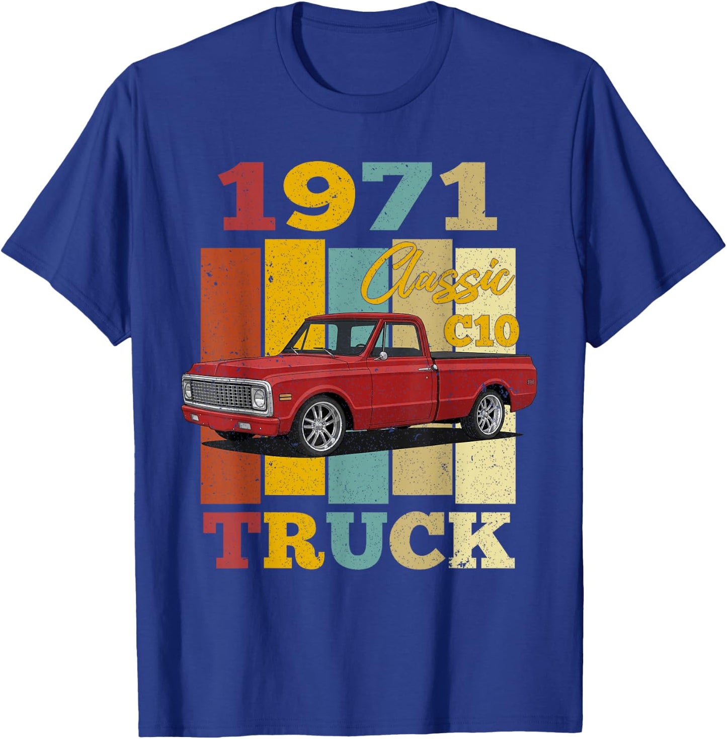 1971 C10 Truck Vintage 71 Silhouette Classic Old Hot Rod T-Shirt - T-Shirt | Royal