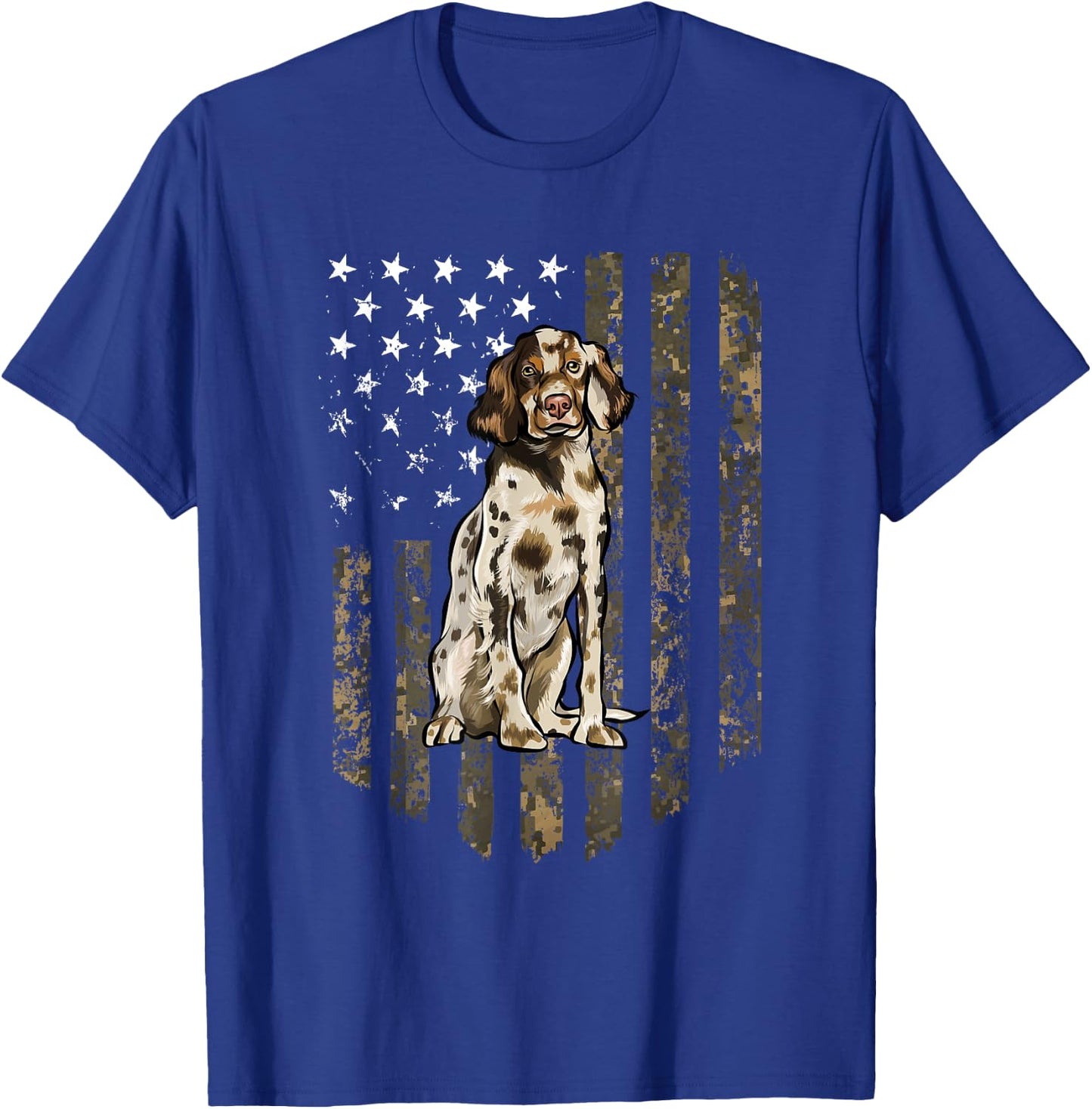 Camo American Flag English Setter 4th Of July USA T-Shirt - T-Shirt | Royal