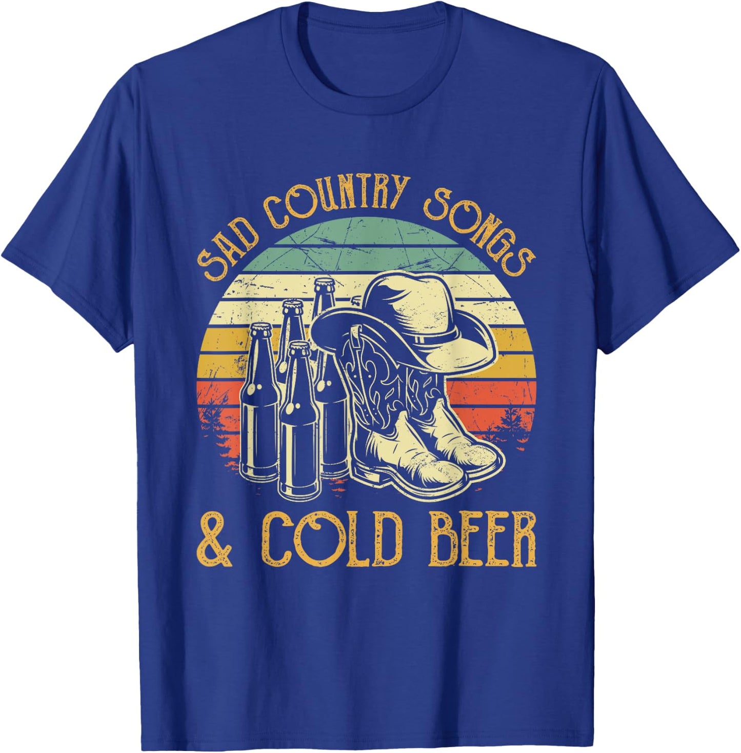 Sad Country Songs And Cold Beer T-Shirt - T-Shirt | Royal