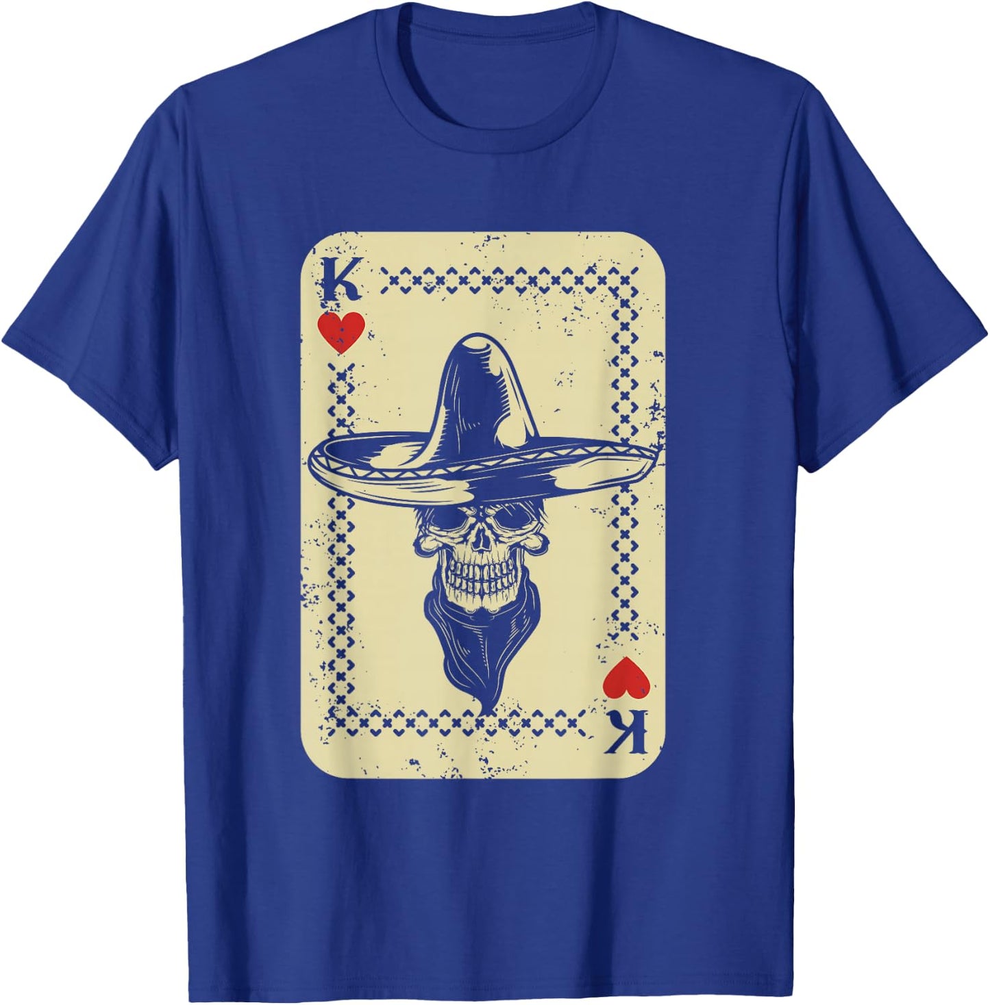 Poker King Mexico Sugar Skull Calavera Cards Player Cowboy T-Shirt - T-Shirt | Royal